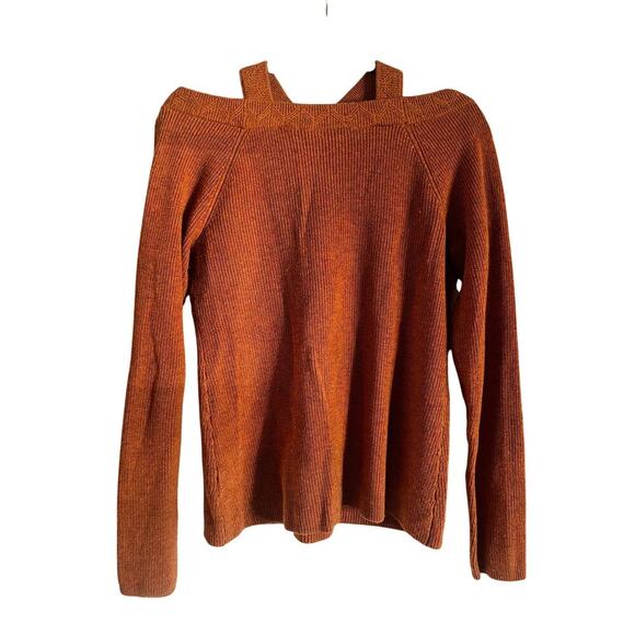 Soft Surroundings Sweater Rust Orange Wool Alpaca Blend Cross Front Size Medium - Picture 4 of 6